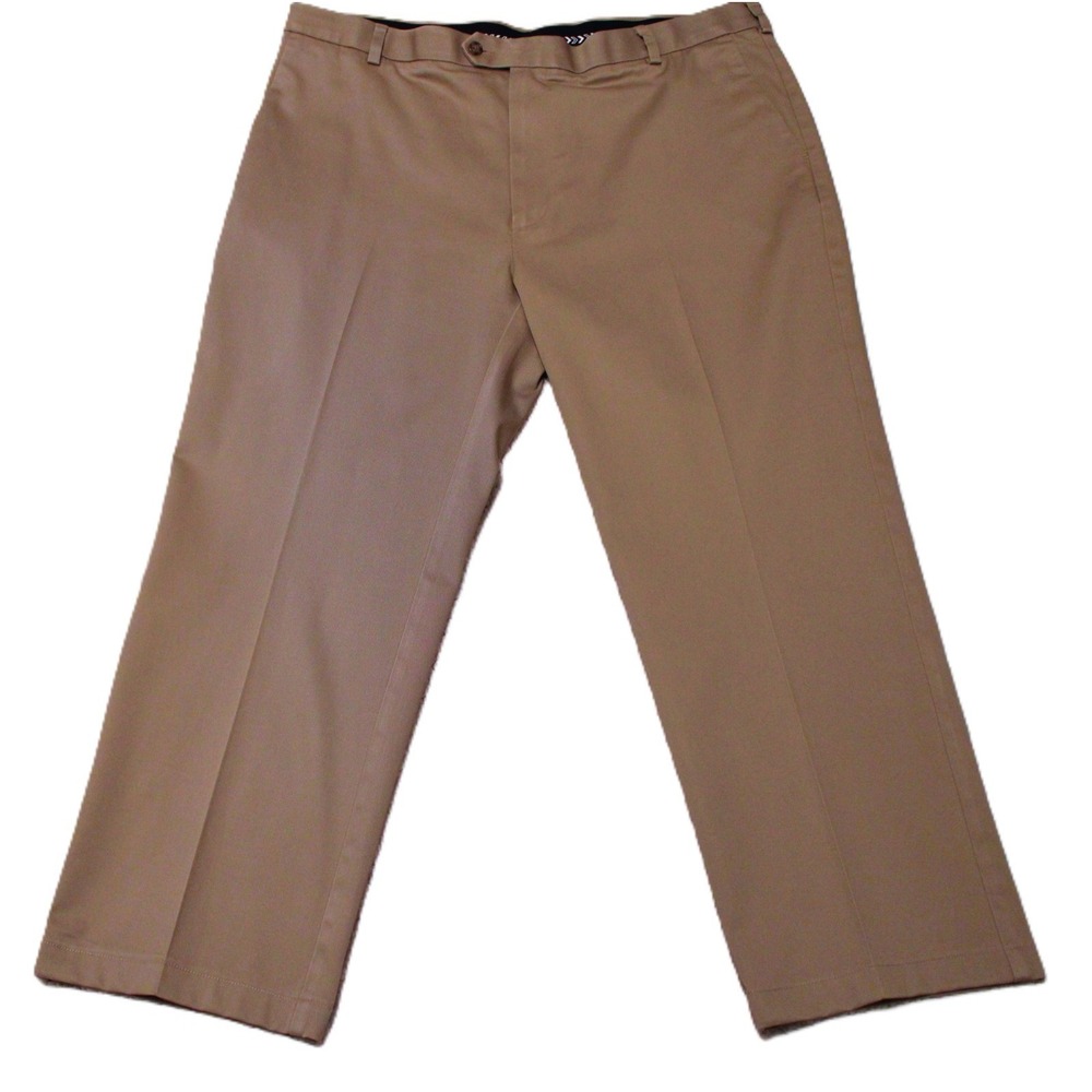 Preppy Business Casual Roundtree & Yorke Travel Smart Pants Khaki Men's 42x32 - Picture 2 of 6